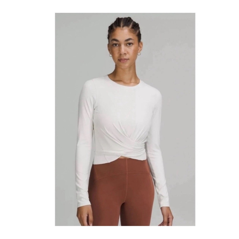LULULEMON Time to Restore Nulu Long Sleeve Shirt White Opal Athletic Gym Run 6